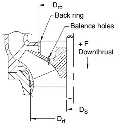 Enclosed impeller with back ring and balance holes