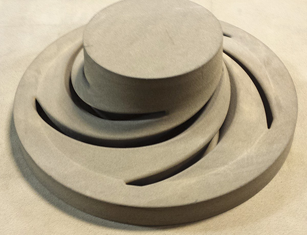 26-inch diameter 3-D printed sand core impeller with five veins, the cope view shown
