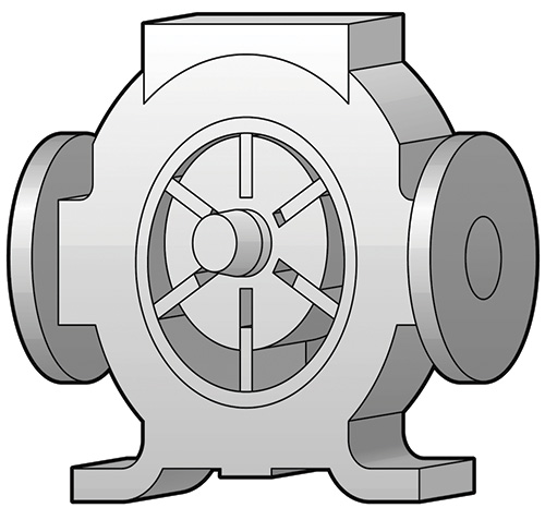 Figure 2. Centrifugal pump impeller utilizing PPS with carbon fiber and PTFE for maximum strength and wear resistance