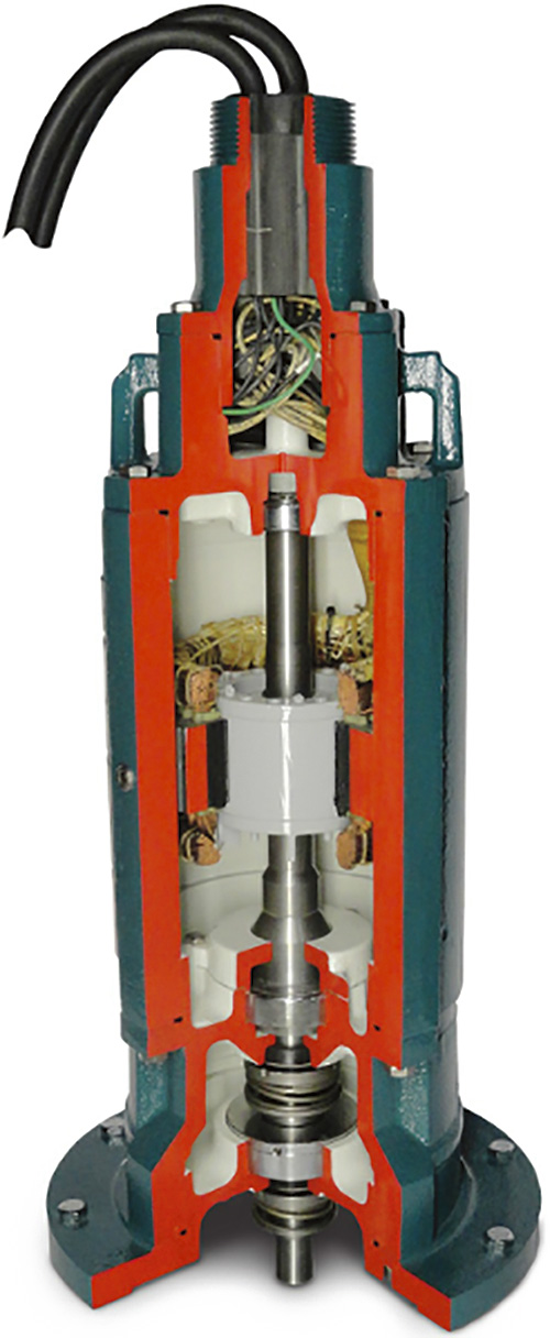 Submersible motor cutaway