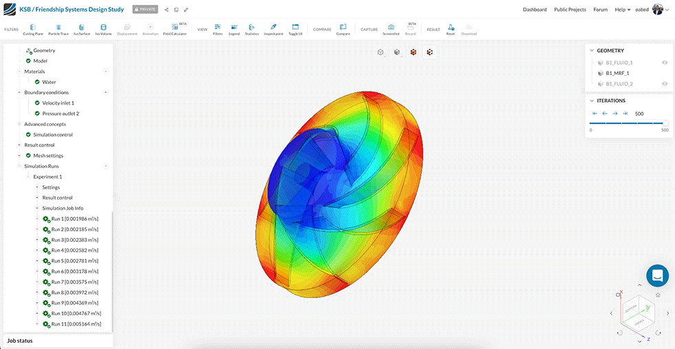 IMAGE 4: Setup for a design of experiment study using CFD for a heat pump impeller