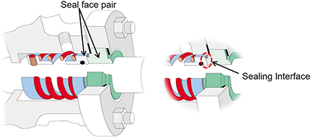The seal face pair and sealing interface