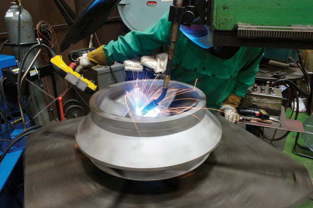 Image 2. Automated impeller welding at a well-equipped CPRS (Courtesy of Hydro Middle East)