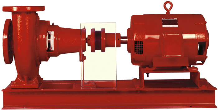 This coupling is used to connect a centrifugal pump to an electric motor.